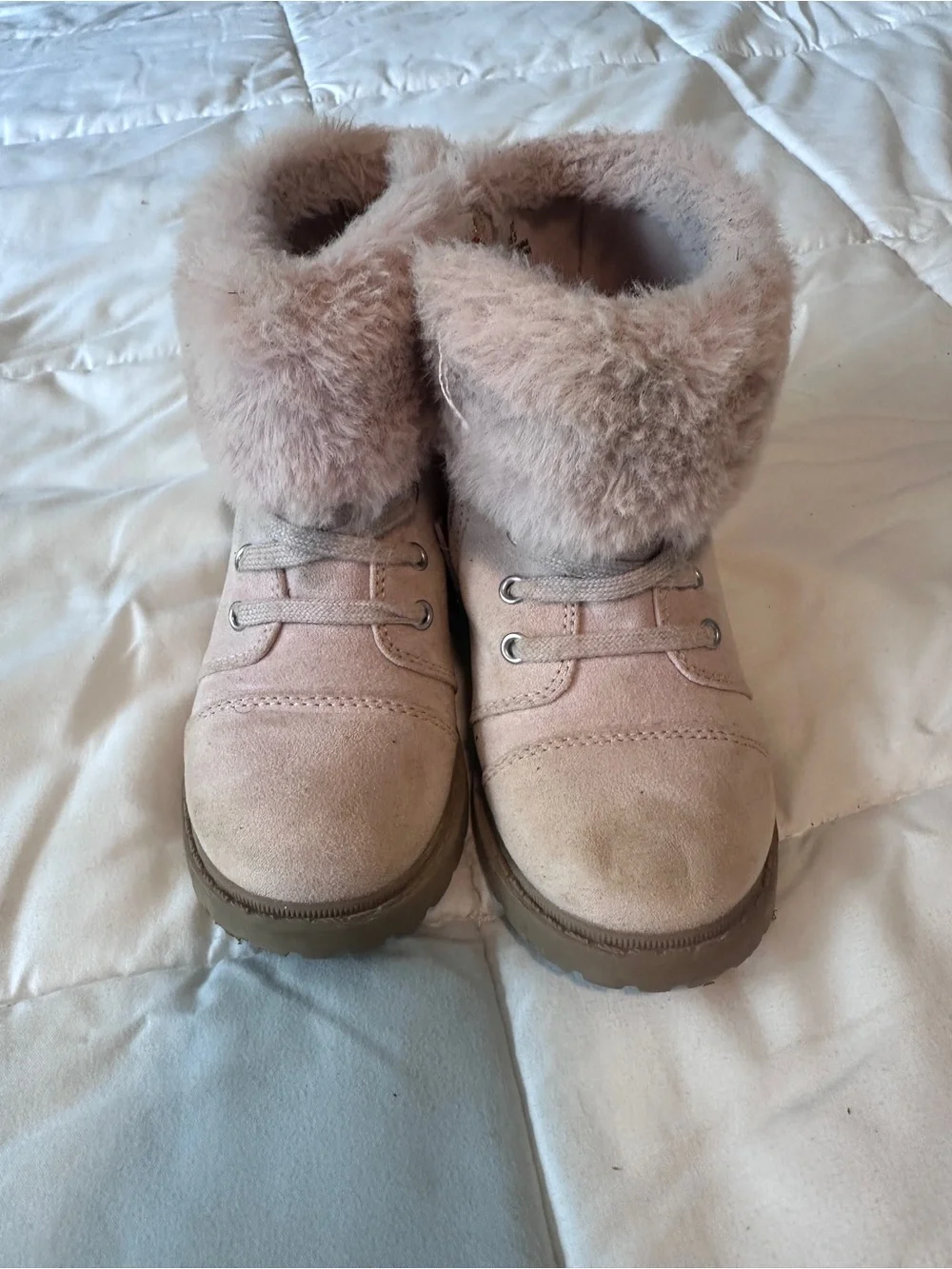 Girls Pink Faux Fur Ankle boots Old Navy Size 10